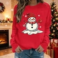 thumbnail image 2 of Jsaierl Women's Christmas Sweatshirts Funny Snowman Graphic Sweatshirt Party Work Pullover Crewneck Holiday Long Sleeve Tops S-2XL, 2 of 7
