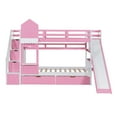 thumbnail image 4 of Harper & Bright Designs Stairway Twin Bunk Bed with Slide, Twin over Twin Castle Wooden Bedframe with Storage Staircase and Drawers for Boys Girls, Pink, 4 of 19