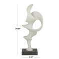 thumbnail image 3 of 9" x 20" White Polystone Abstract Sculpture with Black Base, by DecMode, 3 of 7
