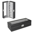 thumbnail image 6 of 6 Slot Leather Watch Box Display Case Organizer Glass Jewelry Storage Black, 6 of 8