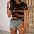 thumbnail image 4 of Hilenly Women's Short Sleeve Striped Shirt Summer Crewneck T Shirts Basic Tees Tops, 4 of 7