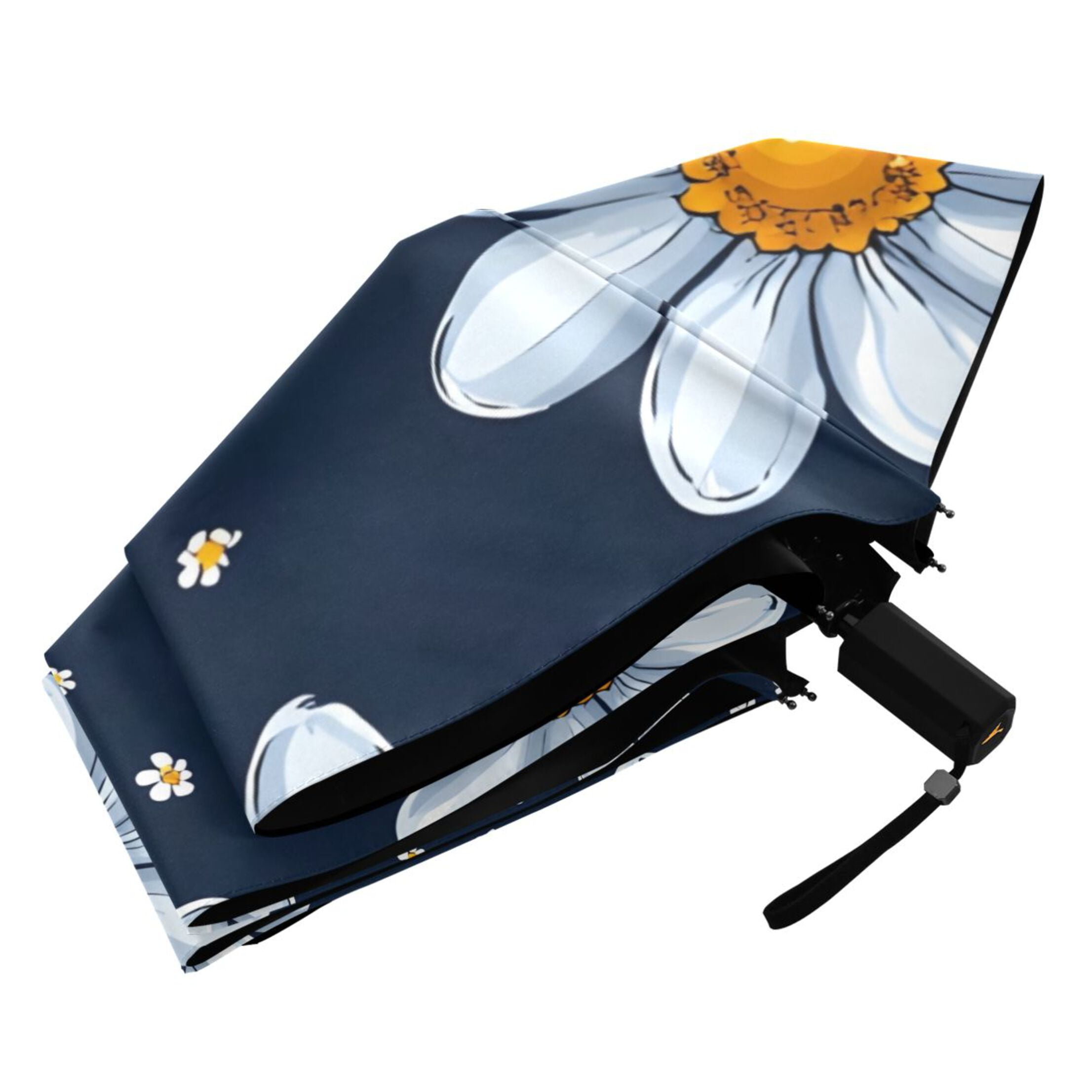 ALAZA Daisy Floral UPF 50+ Compact Folding Umbrella for Rain Travel Umbrella Packable