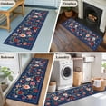 thumbnail image 5 of Runner Rugs 2x6 Ft, Navy Blue Flowers Non Slip Area Rugs for Kitchen Bedroom Entryway, Spring Vintage Floral Leaves Farmhouse Washable Carpet Runner Rug Floor Mats for Bedroom Home Decor, 5 of 8