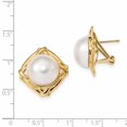 thumbnail image 2 of Primal Gold 14 Karat Yellow Gold 13-14mm White Mabe Freshwater Cultured Pearl Omega Back Earrings, 2 of 2