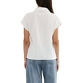 thumbnail image 3 of INSPIRE CHIC Cotton Linen Shirts for Women Button Down Short Sleeve Shirt Summer Casual Beach Blouses Tops S White, 3 of 6