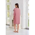 thumbnail image 3 of Ekouaer Zipper Robes for Women 3/4 Sleeves Lightweight House Coat Zip Up Bathrobe Soft Nightgown with Pockets, 3 of 6