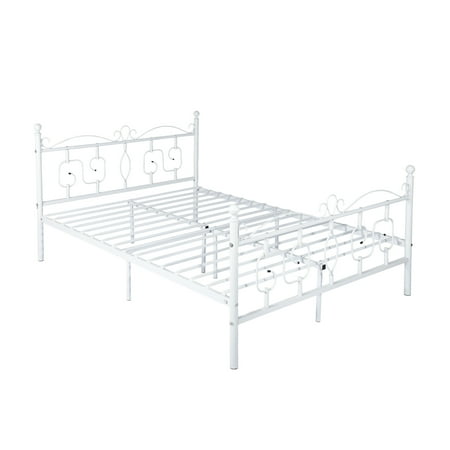 Homy Casa Double Size Bed Frame Platform With Headboard And Stable Metal Slats Mattress Base Boxspring Replacement Canada - Homy Casa Metal Bed Frame Full Size Platform White Homy Casa Double Size Bed Frame Platform With Headboard And Stable Metal Slats Mattress Base Boxspring Replacement Canada - Homy Casa Metal Bed Frame Full Size Platform White