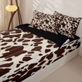 thumbnail image 2 of Manfei Retro Cow Print Zipper Twin Comforter Sets with Fitted Sheet and 2 Pillowcases,Minimalist Animal Pattern Zipper Bedding Set,Beige Cream Brown,Reversible, 2 of 7