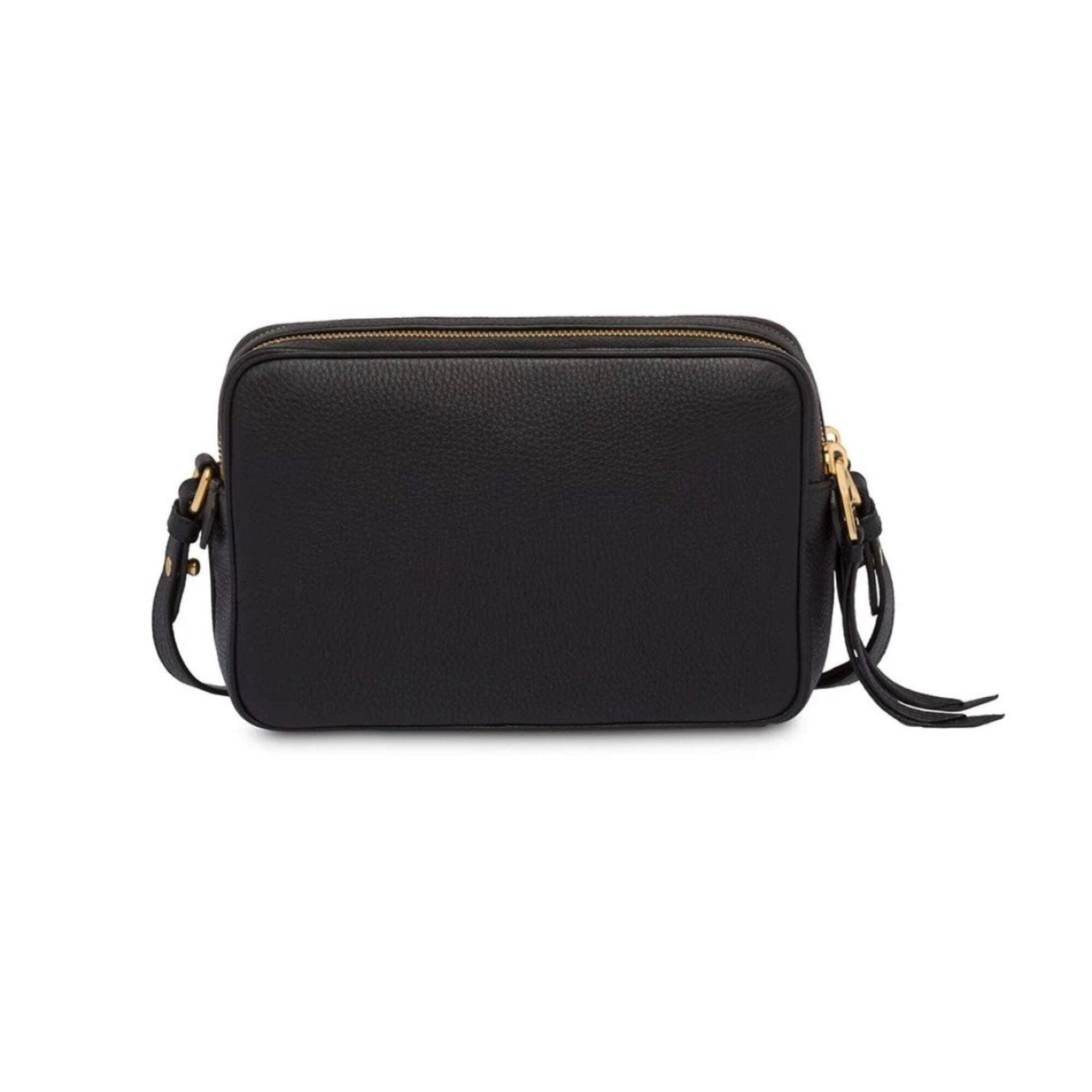 New Prada Black Vitello Phenix Leather Double Zip Cross Body Bag