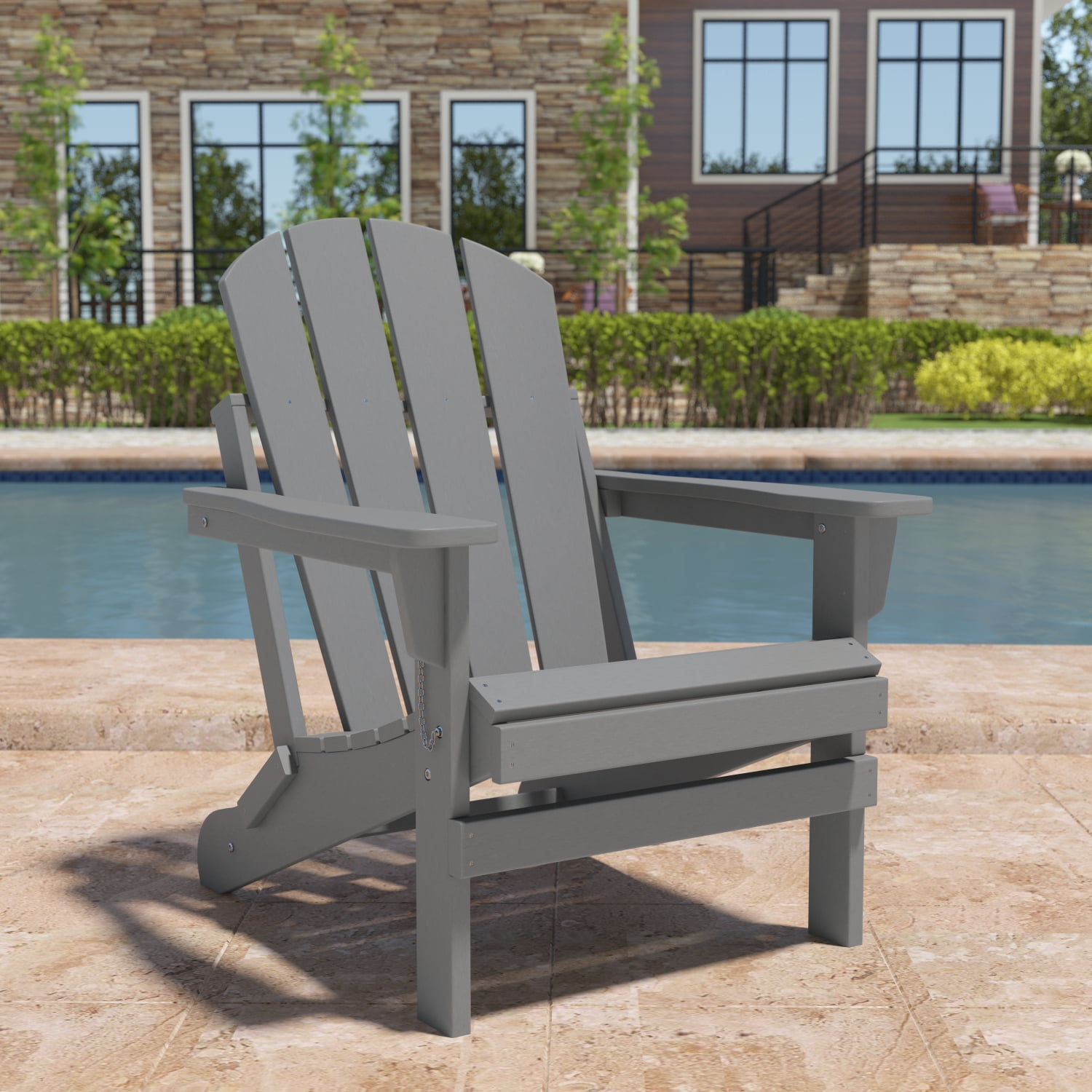 Holaki Foldable Adirondack Chair, Poly Lumber, Weather Resistant, Patio ...