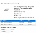 thumbnail image 2 of Left Headlight Assembly - Compatible with 2010 - 2012 Hyundai Elantra Hatchback 2011, 2 of 2