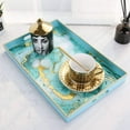 Zosenley Decorative Tray, Rectangular Plastic Tray with Handles, Modern Vanity Tray and Serving