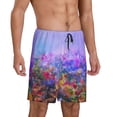 thumbnail image 2 of Naloa Colorful Purple Cosmos Flower Men's Short Pajama Pants, Lounge Comfort Shorts with Elasticized Waistband and Side Pockets - Small, 2 of 9