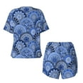 thumbnail image 5 of Picia Blue Mandala Harmony Pajamas Sets for Women Soft Short-Sleeved Pjs with Lounge Shorts Two Piece Sleepwear-XX-Large, 5 of 9