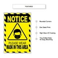 thumbnail image 2 of Notice Please Wear Mask In This Area For Safety Door Window Social Distancing Required Aluminum Metal Sign 18"x24", 2 of 5