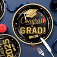 thumbnail image 7 of GuassLee 2025 Graduation Party Supplies Tableware Set - 100 Pcs Black Gold Graduation Plates and Napkins Class of 2025 Disposable Dinnerware for College High School Congrats Graduation Party favors, 7 of 7