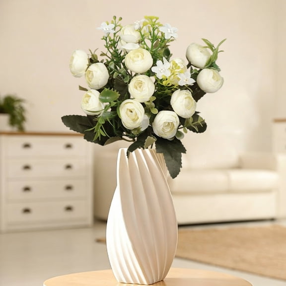 TechToyHub Real Touch Artificial Rose Bouquet 11.8in Silk Flowers with Green Leaves Lifelike Natural Petals Durable Fake Roses for Home Wedding Centerpiece Party Indoor Outdoor Decoration No Fading