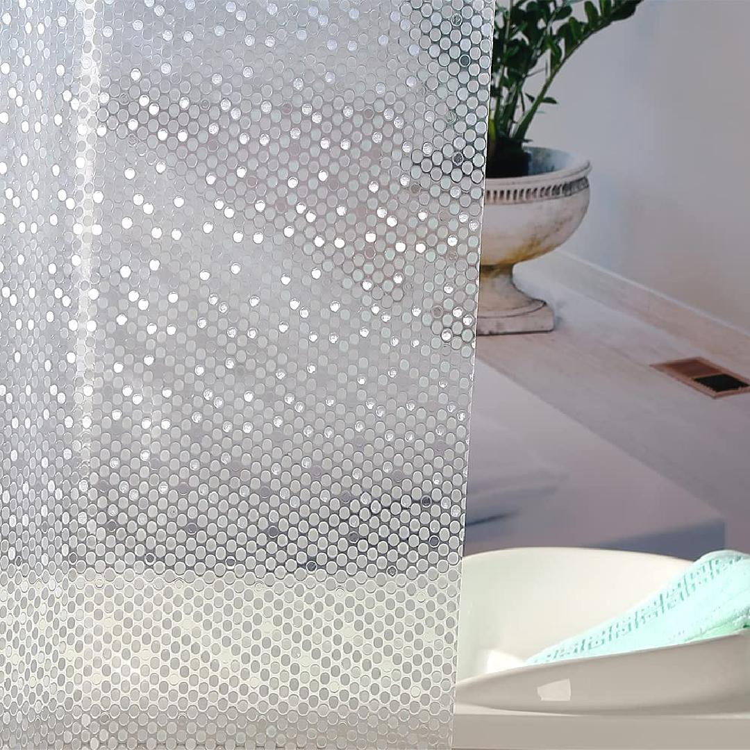 EVA 3D Thin Clear Plastic Shower Curtain Liner, Dots Design, 72x72 Inch