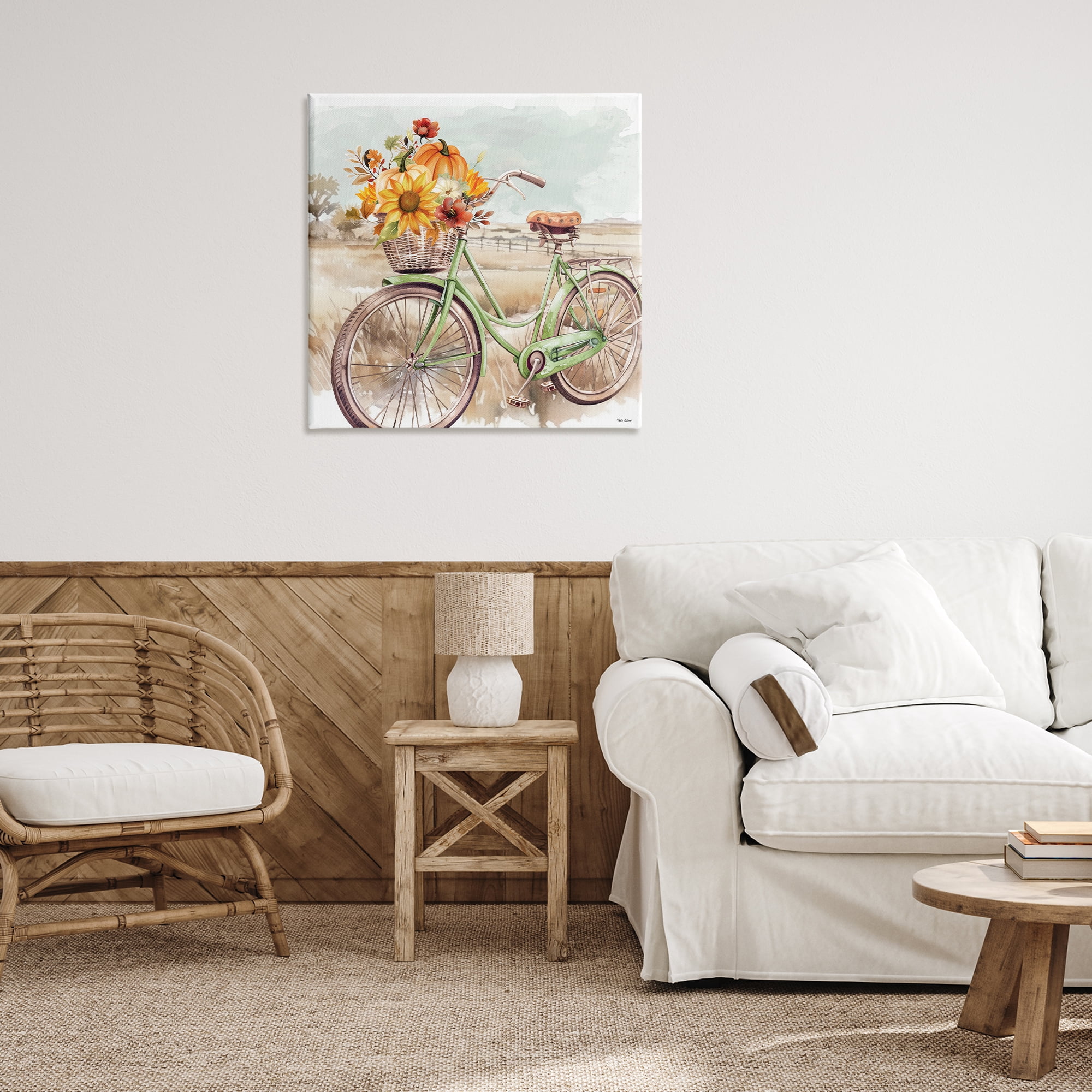 Stupell Industries Fall Florals Bicycle Botanical & Floral Painting Gallery Wrapped Canvas Art Prints Wall Art, 30 x 30
