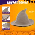 thumbnail image 3 of Women's Knitted Witch Hat, Wool Blend Pointed Spire Cap with Wide Brim, Fall Fashion Beanie for Everyday Wear, Halloween Cosplay & Masquerade (Khaki), 3 of 7