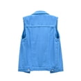 thumbnail image 4 of Capreze Women Denim Vest Solid Color Sleeveless Cropped Jacket Buttons Down Lapel Jean Vest Plus Size, 4 of 9