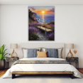 thumbnail image 4 of Mudket Sunset Lavender Ocean Canvas Wall Art, Coastal Floral Landscape Wall Decor, Butterfly Nature Artwork for Living Room Bedroom, Framed Ready to Hang - 12"L x 8"W, 4 of 10