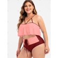 thumbnail image 3 of Volante de tiras con cordones más el tamaño de traje de baño bikini Rosegal Abrigos de talla grande, 3 of 5