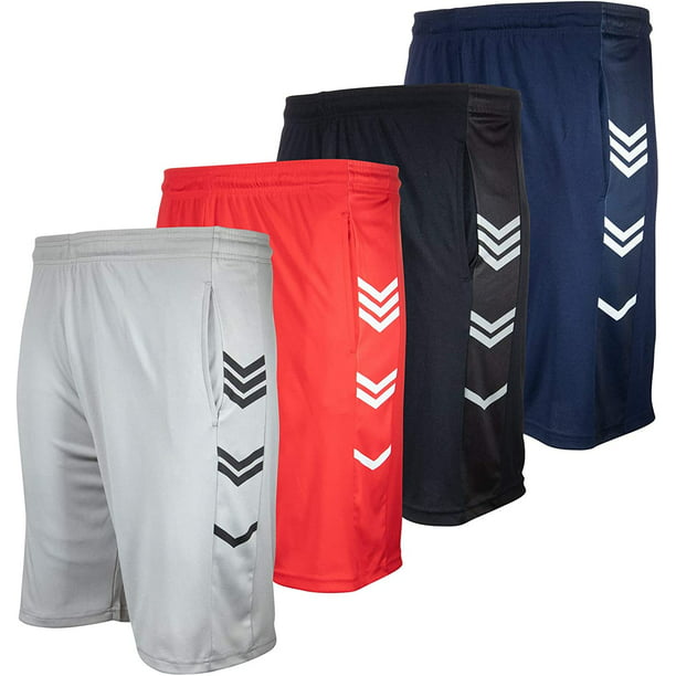 High Energy Men's Long Basketball Shorts - 4 Pack Knee Length Athletic ...