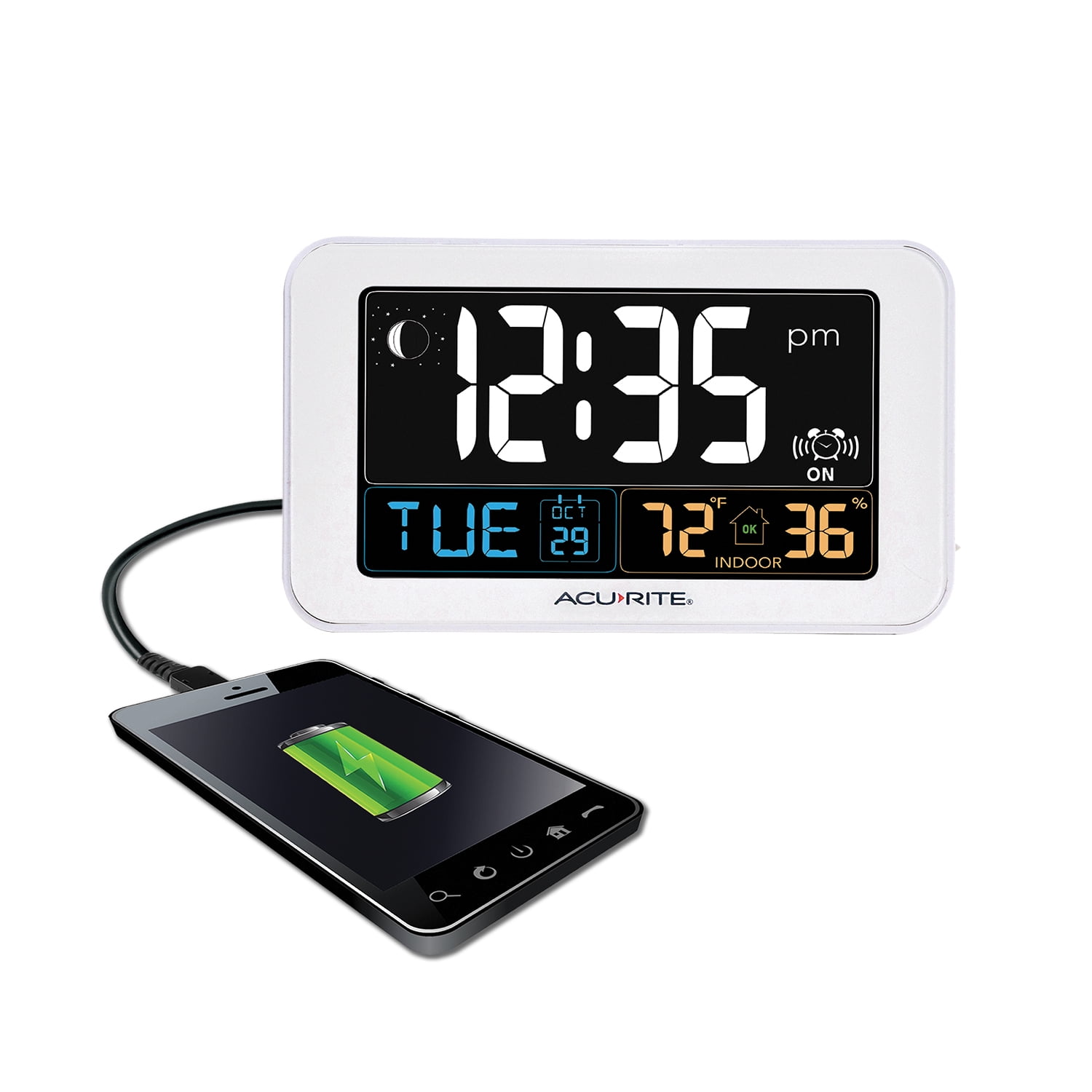 Acu Rite Intelli Time Digital Alarm Clock for Bedroom with USB Charger, Indoor Temperature and Acu Rite Intelli Time Digital Alarm Clock for Bedroom with USB Charger, Indoor Temperature and 9