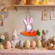 thumbnail image 4 of Adorno colgante de zanahoria de conejo de Pascua • Decoración de muñeca sin cara • Fibra de poliéster suave • Decoración colgante para fiestas de Pascua al aire libre • 1 pieza, 4 of 9