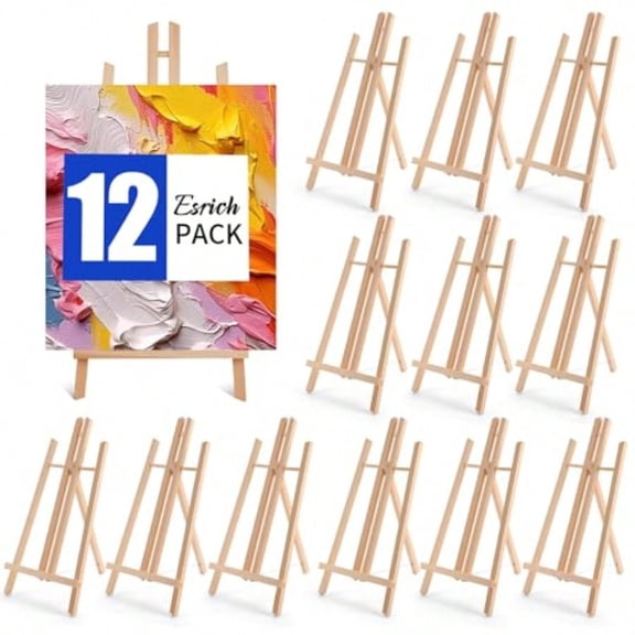12Pack16in Tabletop EaselTabletop Easel for Painting Party Wooden Tabletop Display Easels Painting Easel for Displaying Canvases Photos Display Tripod Holder Stand for Students