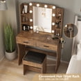 thumbnail image 7 of VEANERWOOD Makeup Vanity Desk Sets with Mirror 3 Lighting Color, Modern Dressing Table Set with 2 Large Drawers, Power Strip, Stool for Women Girls Bedroom, 7 of 7