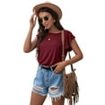 thumbnail image 4 of JWD Summer Ruffle Short Sleeve Knit Tunic Tops Shirts Tank Tee Blouse For Women, 4 of 7