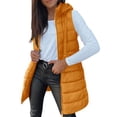 thumbnail image 2 of Long Puffer Vest WomenVest For Cold Weather Womens Vests Outerwear Zip Up Puffy Coat Womens Vest With Hood Long Quilted Vest Women Long Jacket Vest Sleeveless Jackets With Pockets, 2 of 9