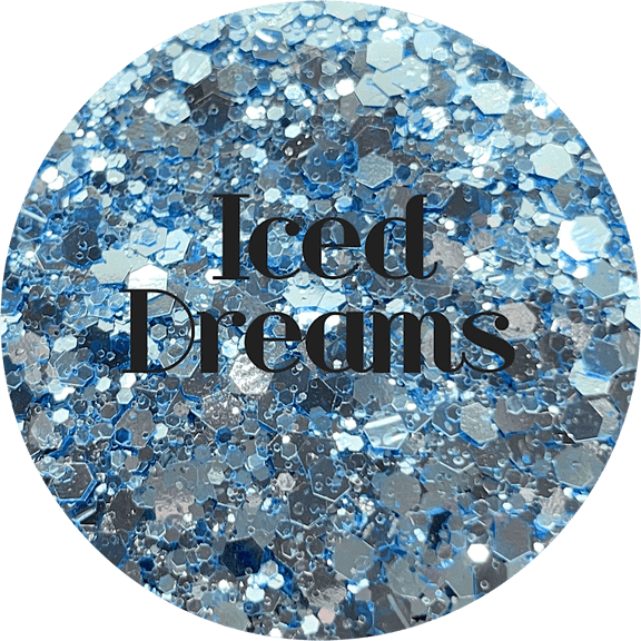 Glitter Heart Co. - High Quality Polyester Glitter - 1 oz Bag - Iced Dreams - Metallic Blue Chunky Mix
