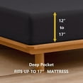 thumbnail image 6 of BESTOUCH Fitted Sheet Only 100% Washed Cotton Linen Feel Easily Fits Deep Pockets up to 17 inch Solid Deep Black Queen, 6 of 6