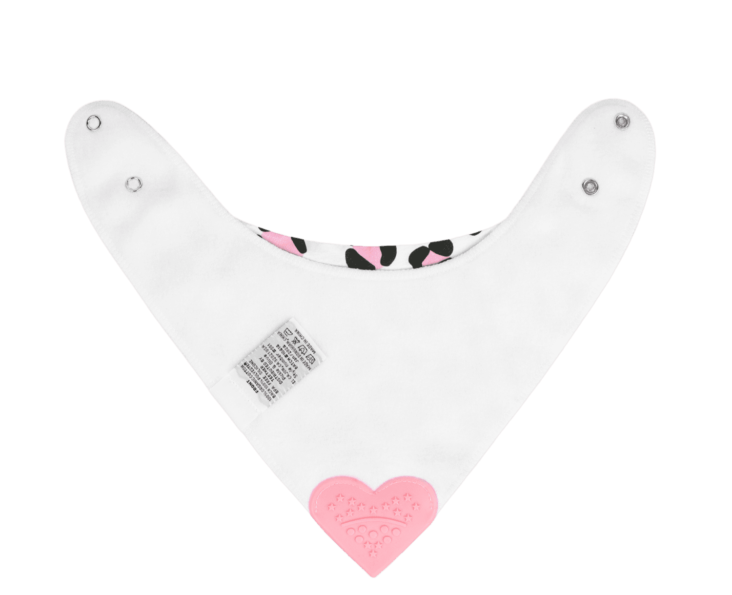 Baby Girl Bandana Bibs with Heart-Shaped Teether, 4 Pack, Pink Leopard/Cheetah Print