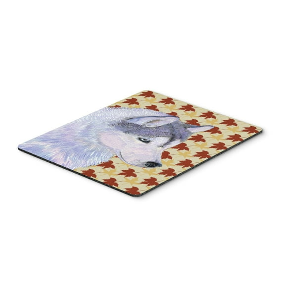 "Siberian Husky Fall Leaves Portrait Mouse Pad Hot Pad or Trivet"