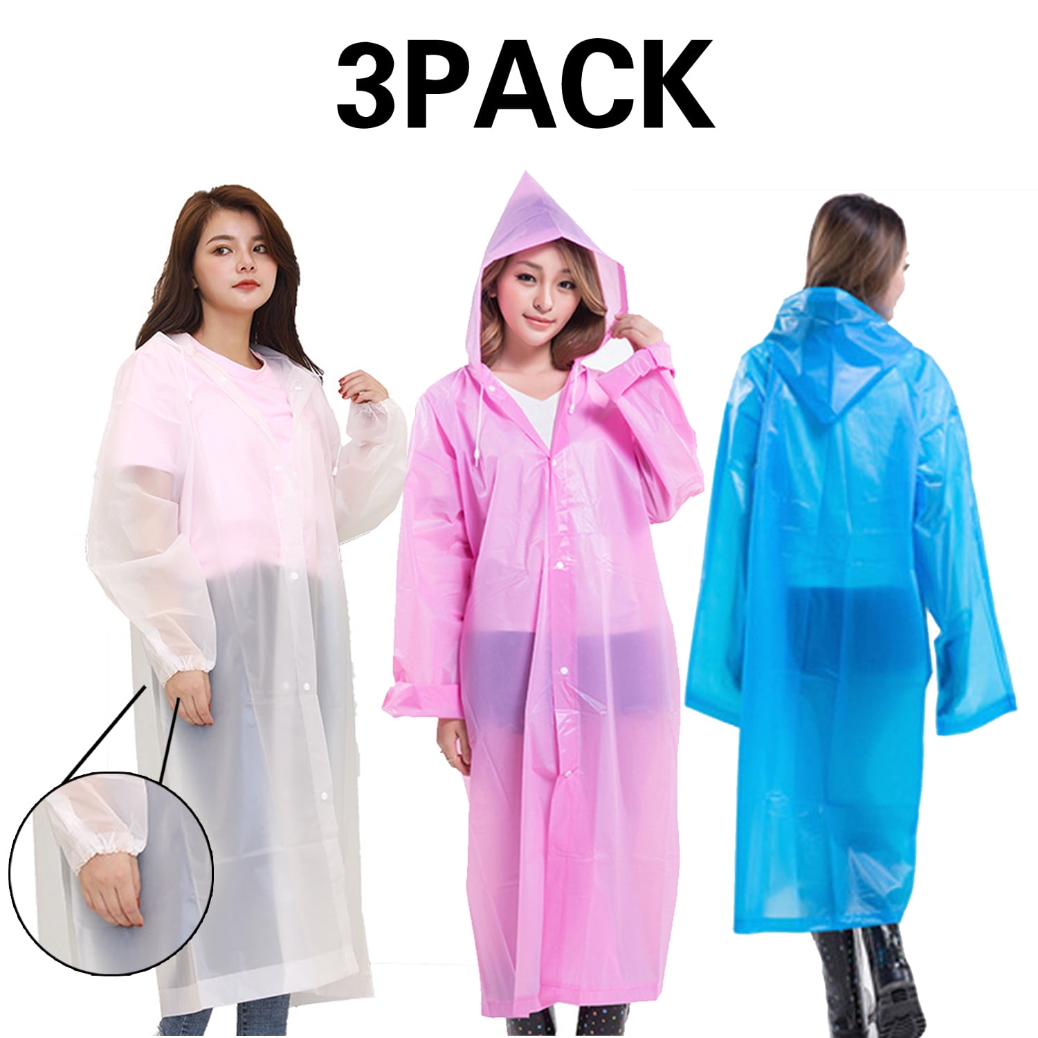 1/3pcs Portable Waterproof Raincoats for Women Men Transparent Reusable ...
