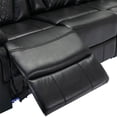 thumbnail image 6 of 3 Pieces Manual Recliner Sofa Sets, a Single Sofa, a Loveseat and a 3-seater Sofa with Center Console and Hide-Away Storage, Faux Leather Home Theater Seat with LED Light for Living Room, Black, 6 of 7