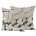 thumbnail image 2 of Spring Floral Outdoor Waterproof Throw Pillow Covers 24x24 Set of 2, White Magnolia Flowers Barn Door Farmhouse Beige Pillowcases Cushion Pillowcase for Couch Sofa Patio Outside Pillow Protector, 2 of 9