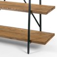 thumbnail image 3 of Ailis 71.5" Leaning Etagere Brown Pine Wood Metal Frame Bookcase Five-shelf Media Tower, 3 of 6