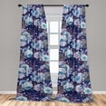 thumbnail image 2 of Floral Window Curtains, Roses and Other Flowers with Leaves Pattern Watercolor Illustration, Lightweight Decor 2-Panel Set with Rod Pocket, Pair of - 28"x95", Dark Violet Blue and Mauve, by Ambesonne, 2 of 3