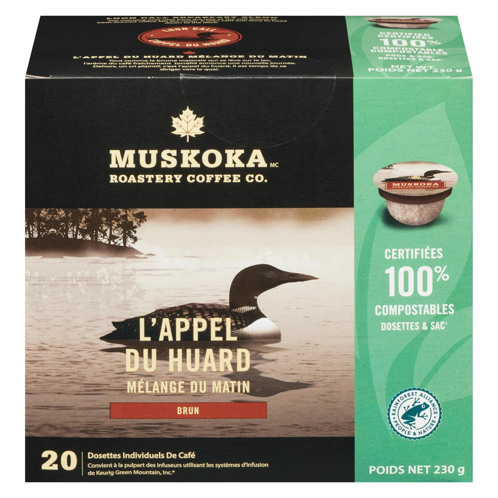 Muskoka Roastery Coffee Co. Loon Call Breakfast Blend Medium Single Serve Coffee PODS