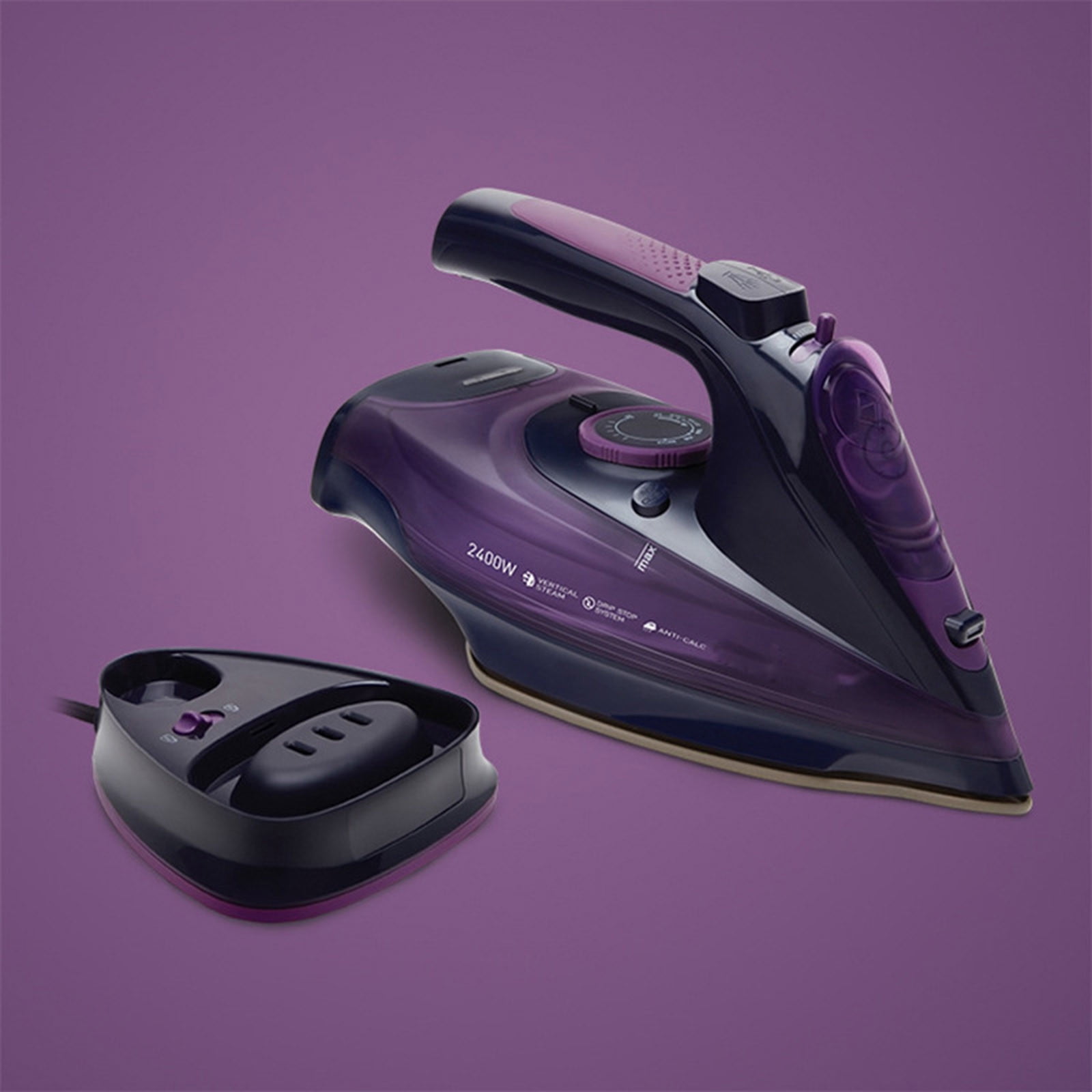 Kayannuo Cordless Or Corded 2400-Watt Anti-Drip Ceramic Hybri-d Clothes Iron With Vertical Steam And Auto-Off Function(Plug for European Use)