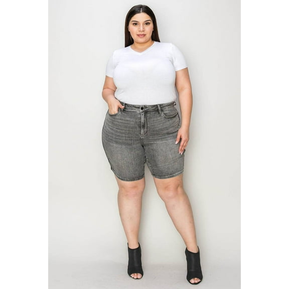 Judy Blue Full Size High Waist Washed Denim Shorts Style #:150230 - Rosa Apparel