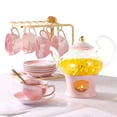 thumbnail image 1 of Dujust Juego de 6 teteras para ni&ntilde;as, juego de t&eacute; de porcelana rosa artesanal, juego de t&eacute; para ni&ntilde;os/ni&ntilde;os, tetera de cristal aut&am DUJUST NA, 1 of 1