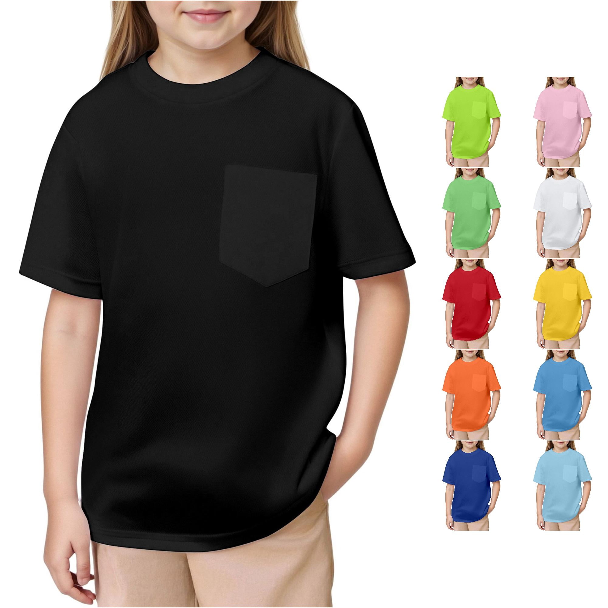 NinXxx Boys Mesh Short Sleeve Crewneck Pocket Tee Summer Black 12-13 Years