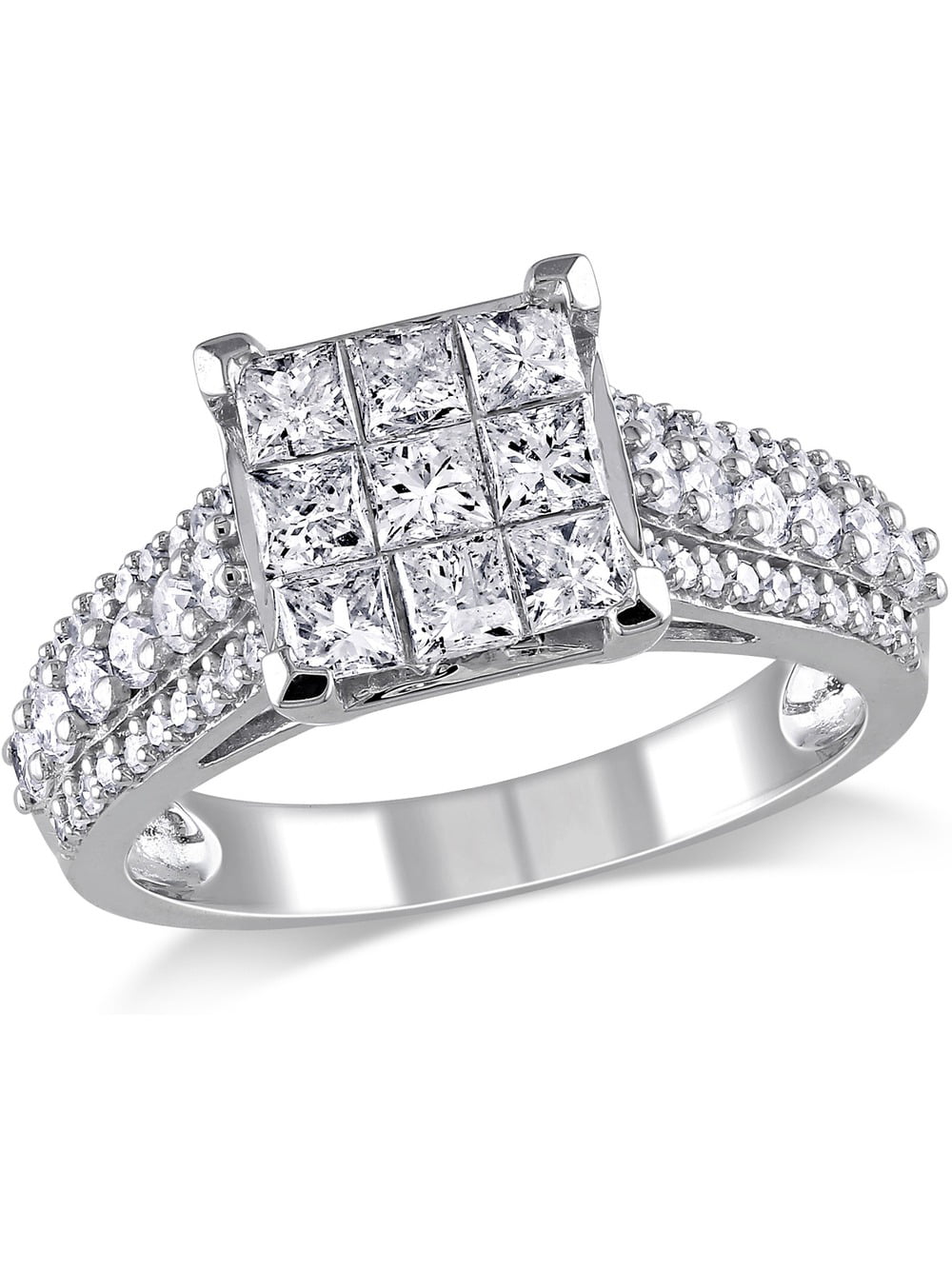 1 1/2 Carat (Ctw G-H, I2-I3) Princess-Cut Diamond Engagement Ring in ...