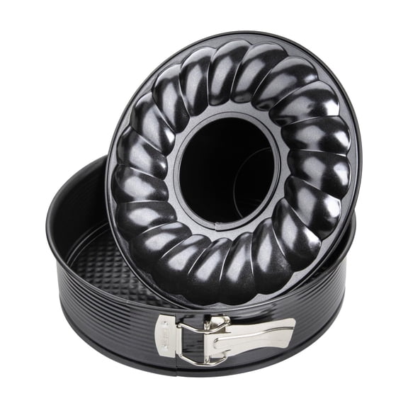 Zenker 10-Inch Non-Stick Carbon Steel Springform Pan with 2 Bases – Standard Flat & Bundt Insert